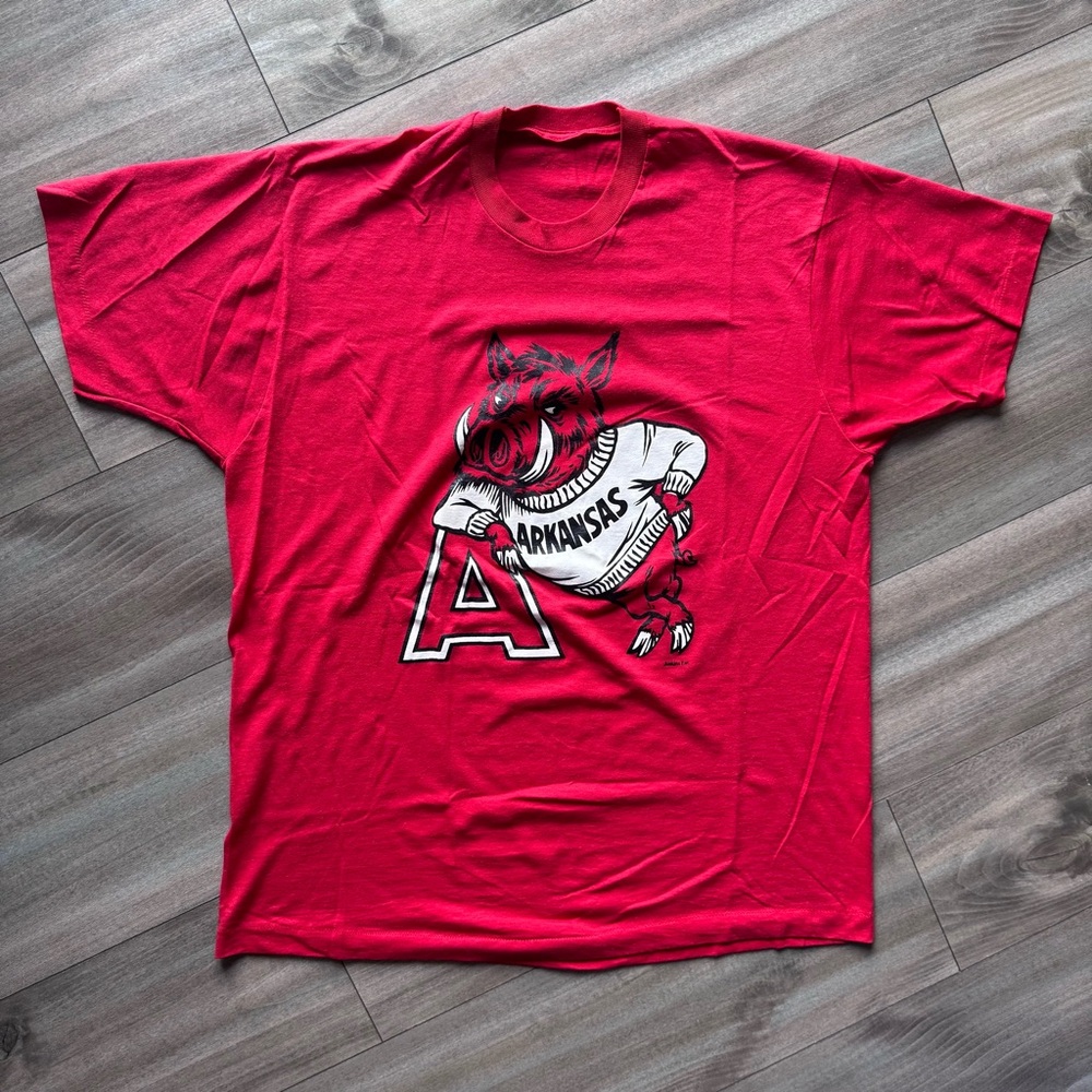 Vintage University of Arkansas Men’s Single Stitch T-Shirt Size XL Red